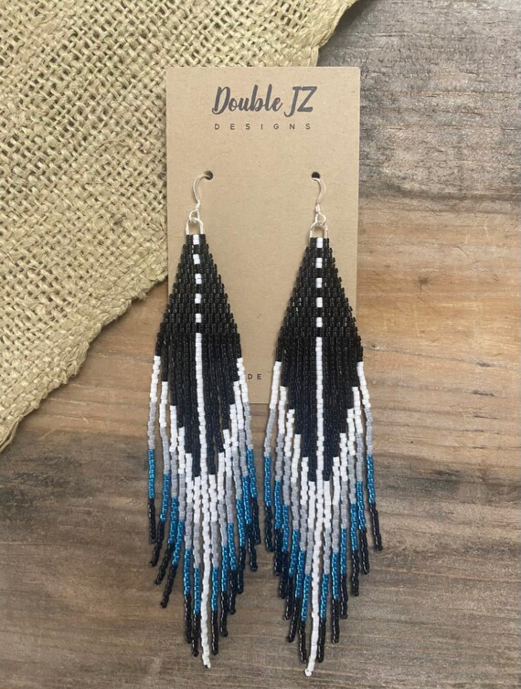 Black and Teal Beaded Fringe